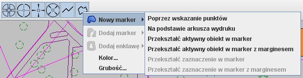 menu tworzenia markera powierzchniowego
