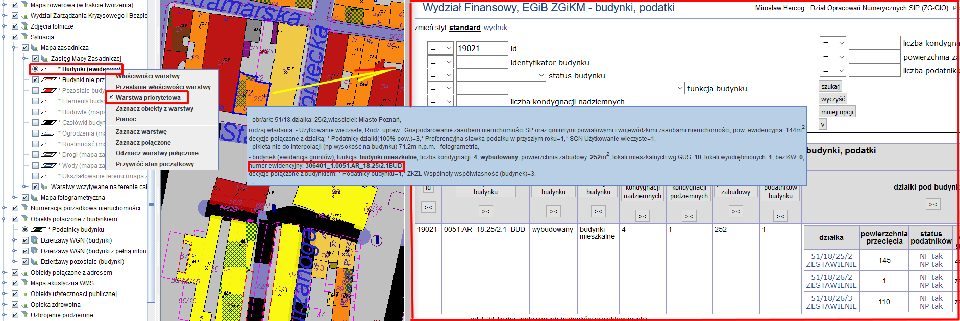 przełączenie priorytetu linku z działki na budynek