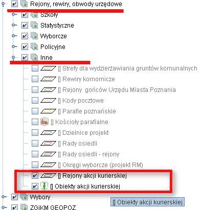akcja kurierska - umiejscowanie warstwy