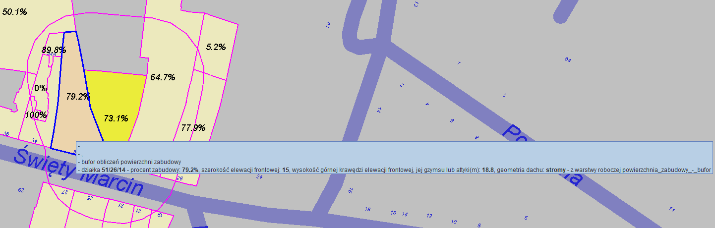 uzupełniony dymek i zmieniony kolor wypełnienia działki z pełną informacją o zabudowie