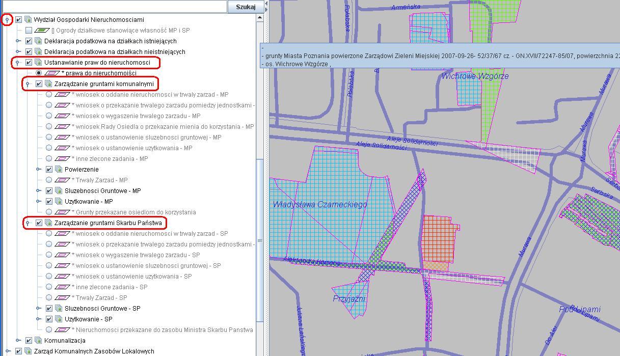Grupy i warstwy WGN - Ustanawianie praw do nieruchomości