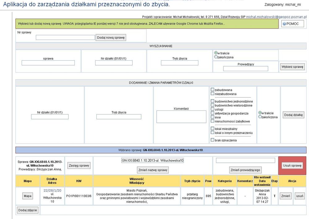 Aplikacja WGN_ZBYCIE